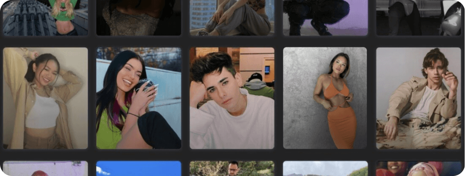 Grid of influencers and content creators
