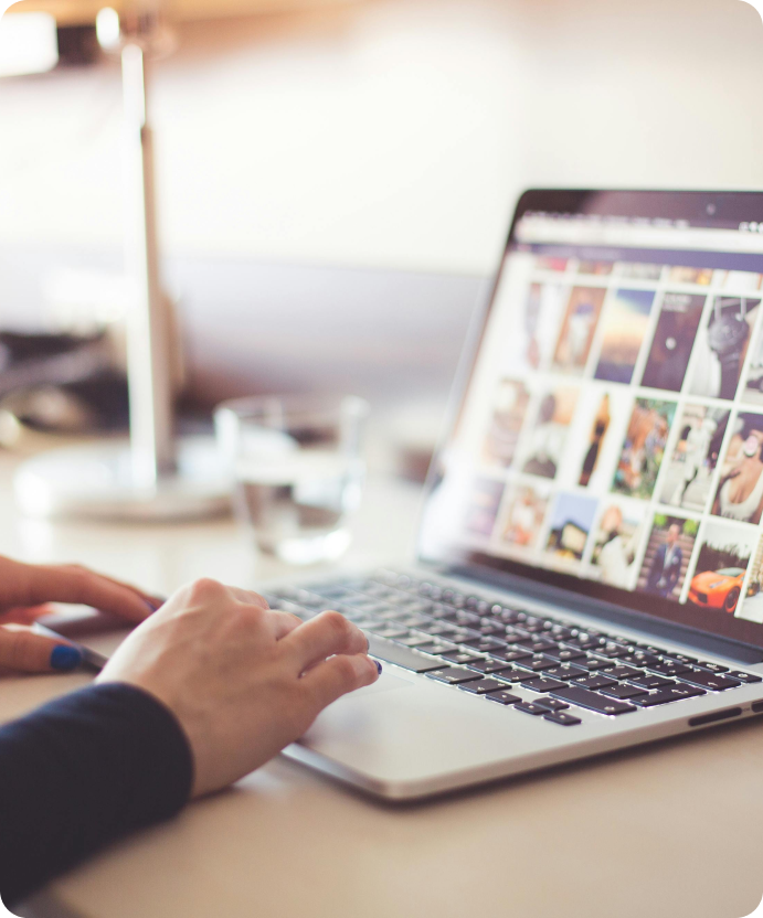 Person using laptop with influencer platform